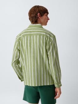 John Lewis Stripe Cotton Linen Blend Shirt, Green - view 2, Green