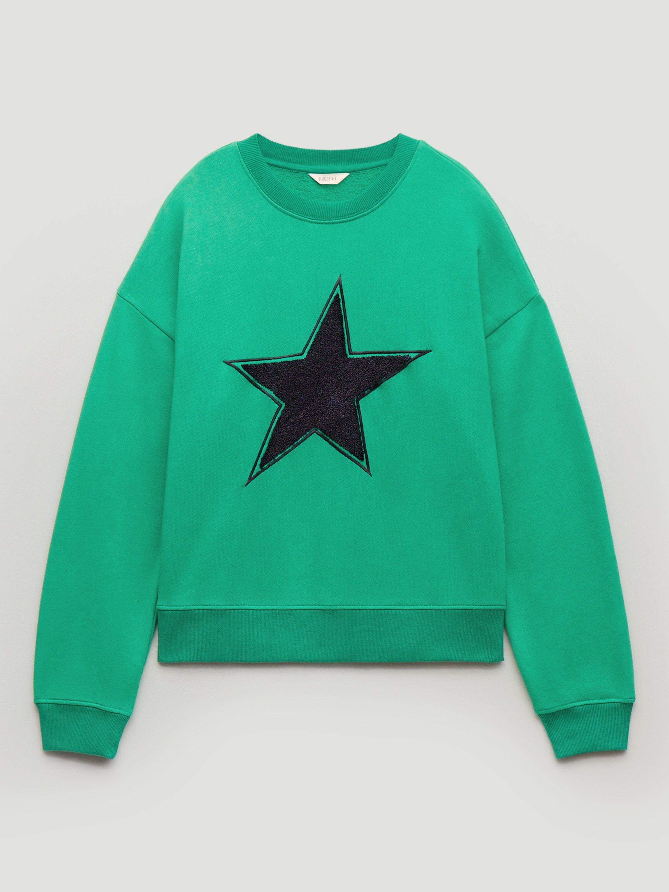 Product image 4 of 5, which shows HUSH Embroidered Graphic Sweatshirt, Bright Green, L