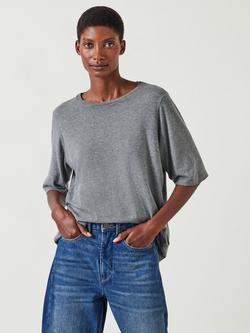 HUSH Reece Drape T-Shirt, Light Grey