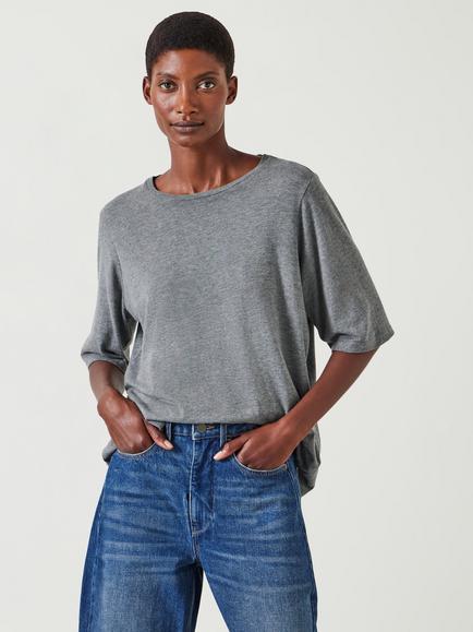 HUSH Reece Drape T-Shirt, Light Grey
