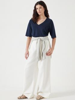 HUSH Reece V-Neck Drape T-Shirt - view 2, Dark Navy