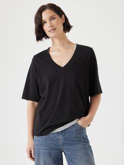 HUSH Reece V-Neck Drape T-Shirt, Washed Black