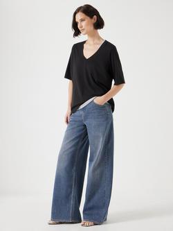 HUSH Reece V-Neck Drape T-Shirt - view 2, Washed Black