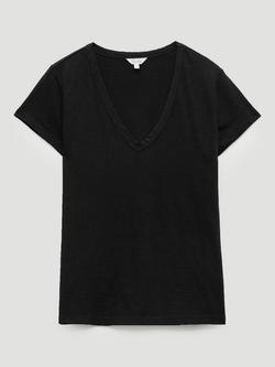 HUSH V-Neck Slub T-Shirt, Black