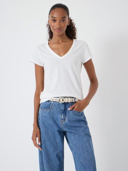 HUSH V-Neck Slub T-Shirt, White