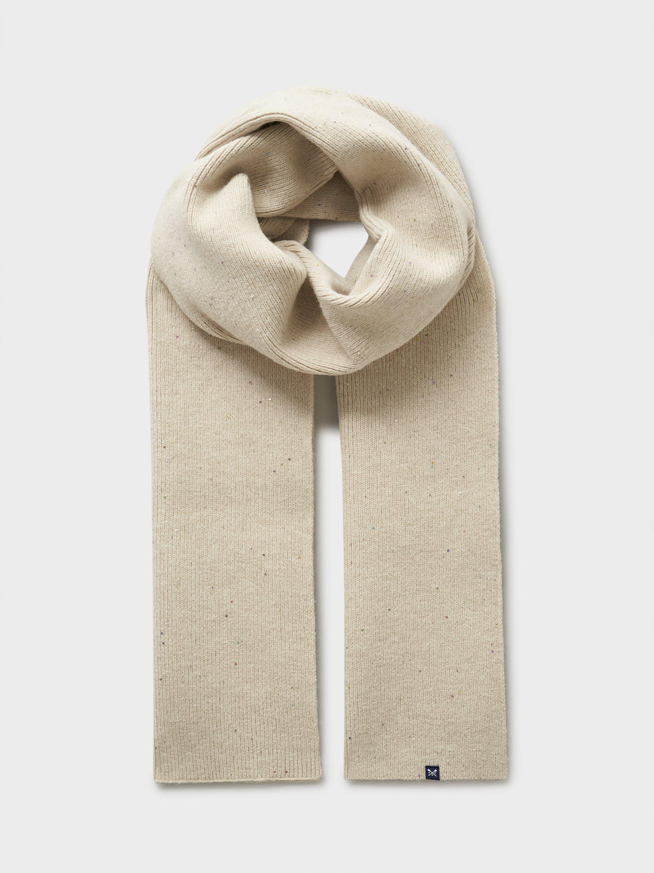 Product image 1 of 2, which shows Crew Clothing Glitterball Scarf, Oatmeal, One Size