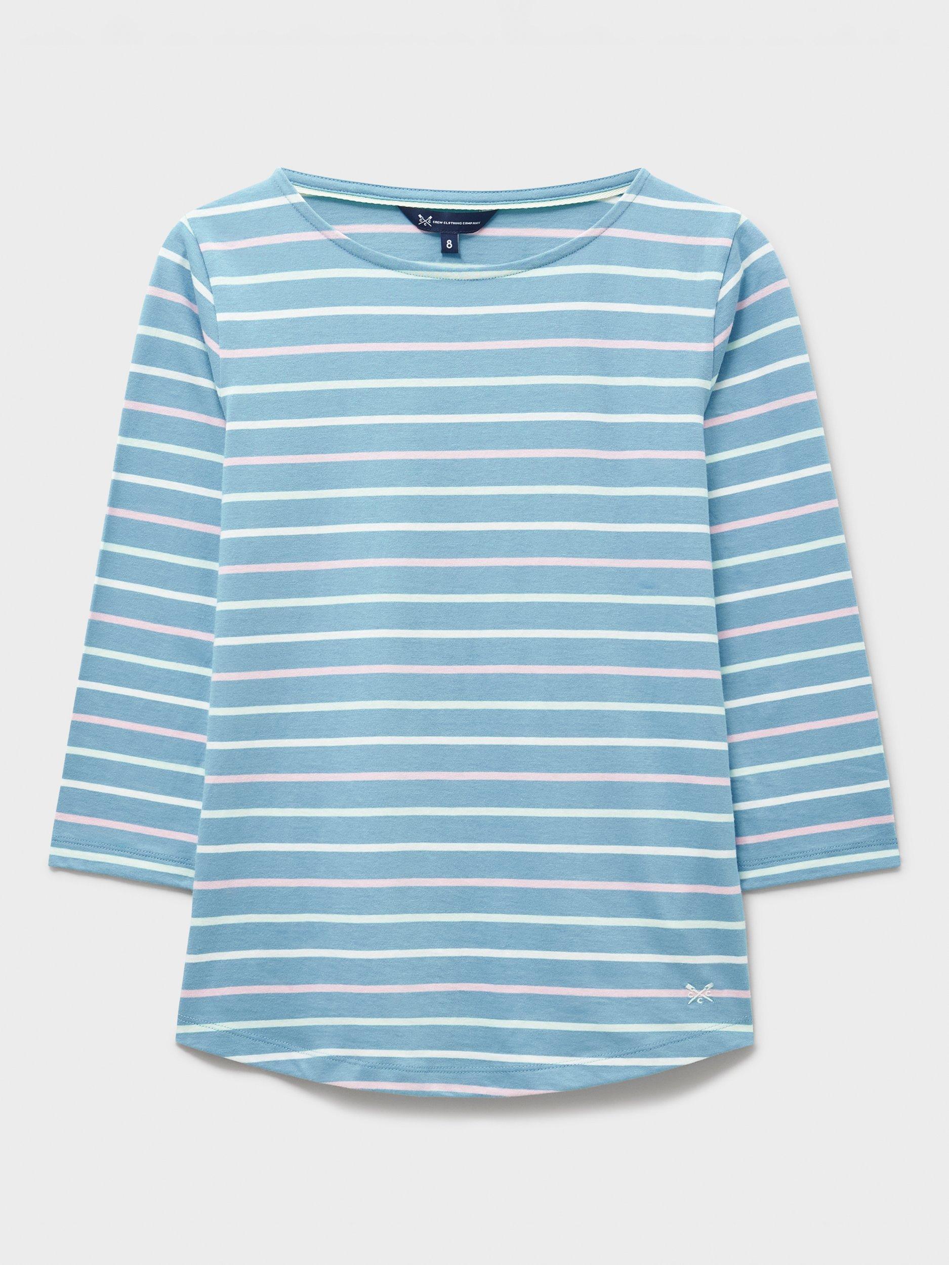 Product image 5 of 5, which shows Crew Clothing Essential Breton Stripe Top, Cobalt Blue/Multi, 10