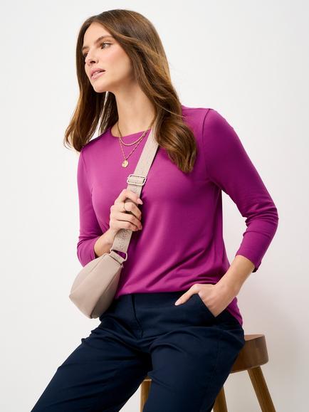 Crew Clothing Jemma Boat Neck Top, Raspberry Pink
