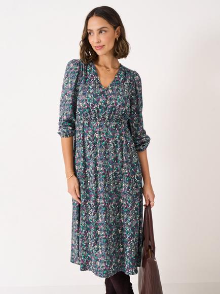 Crew Clothing Ava Meadow Floral Tea Dress, Dark Blue, Dark Blue