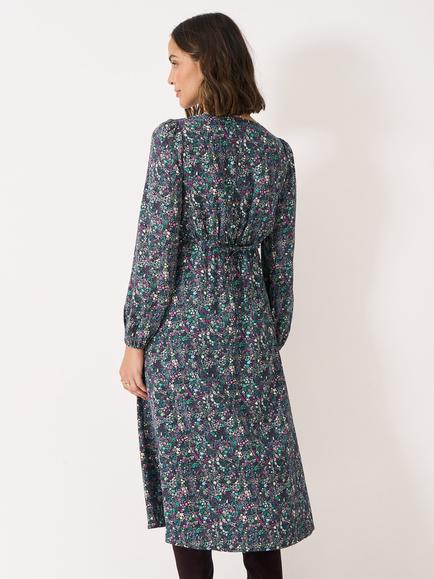 Crew Clothing Ava Meadow Floral Tea Dress, Dark Blue - view 2, Dark Blue