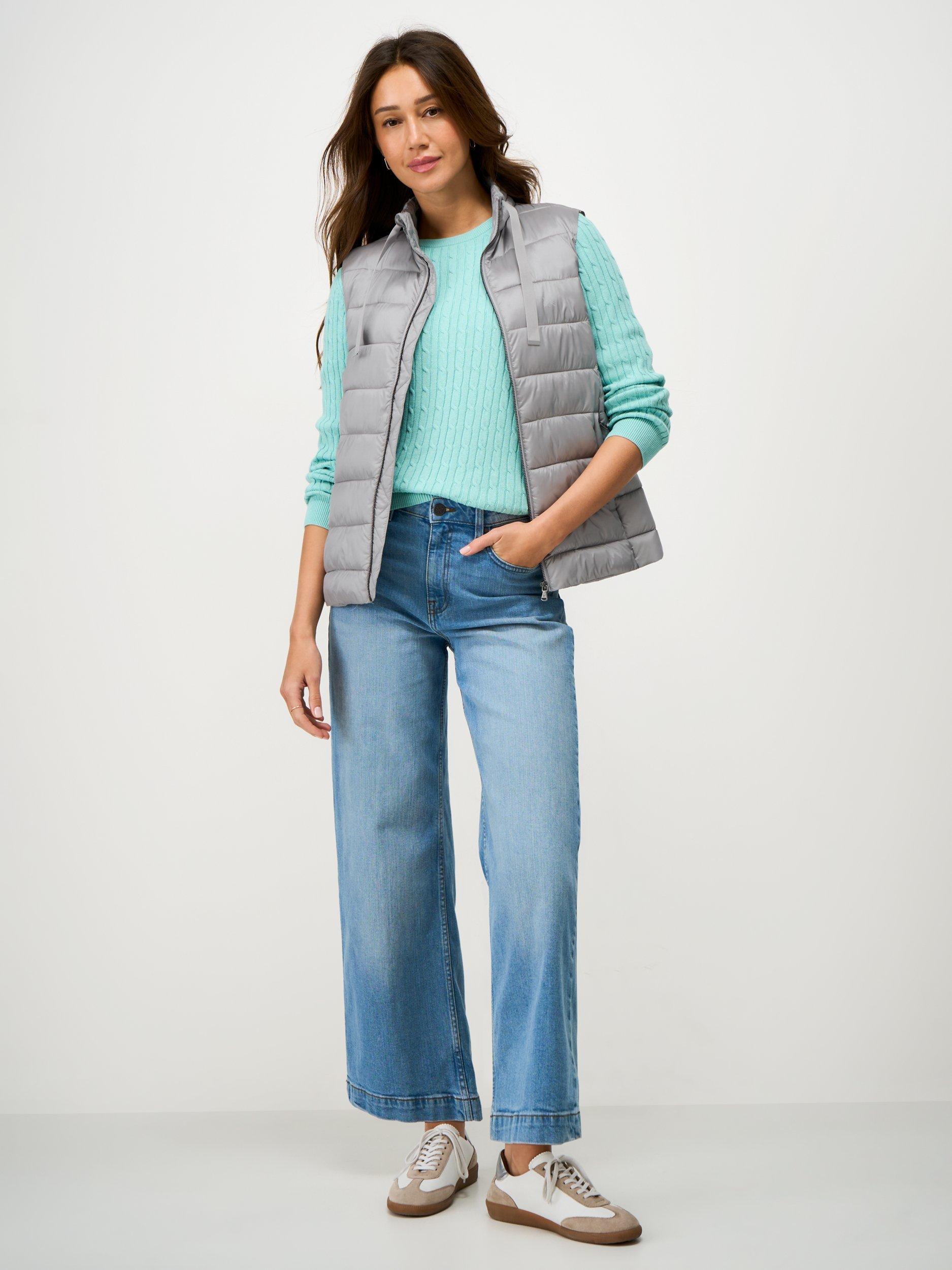 Product image 3 of 5, which shows Crew Clothing Metallic Padded Gilet, Silver Grey, 10