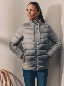 Crew Clothing Metallic Padded Jacket, Silver Grey, Silver Grey