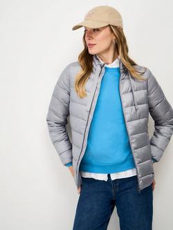 Crew Clothing Metallic Padded Jacket, Silver Grey - view 2, Silver Grey