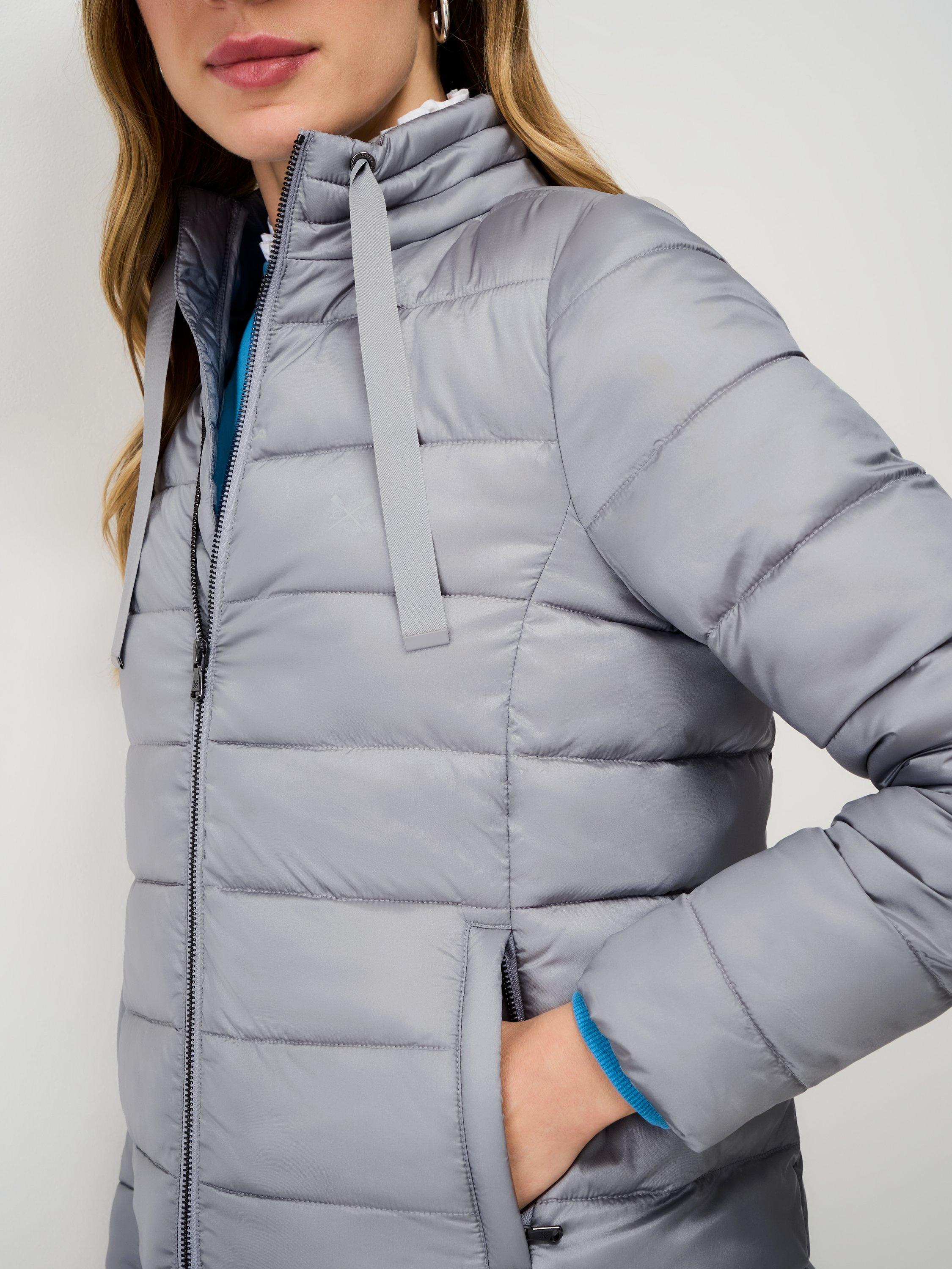 Product image 4 of 5, which shows Crew Clothing Metallic Padded Jacket, Silver Grey, 10