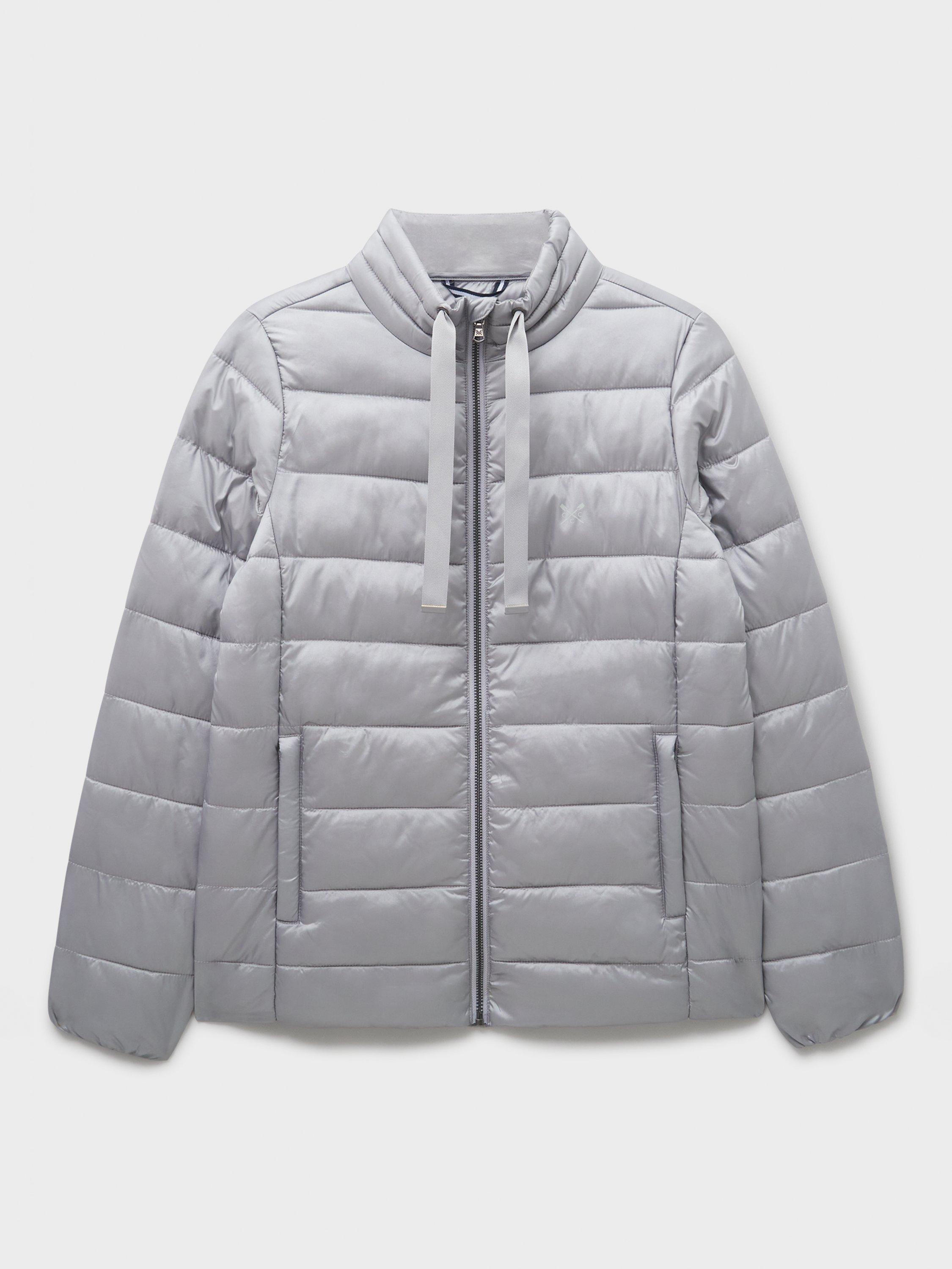 Product image 5 of 5, which shows Crew Clothing Metallic Padded Jacket, Silver Grey, 10