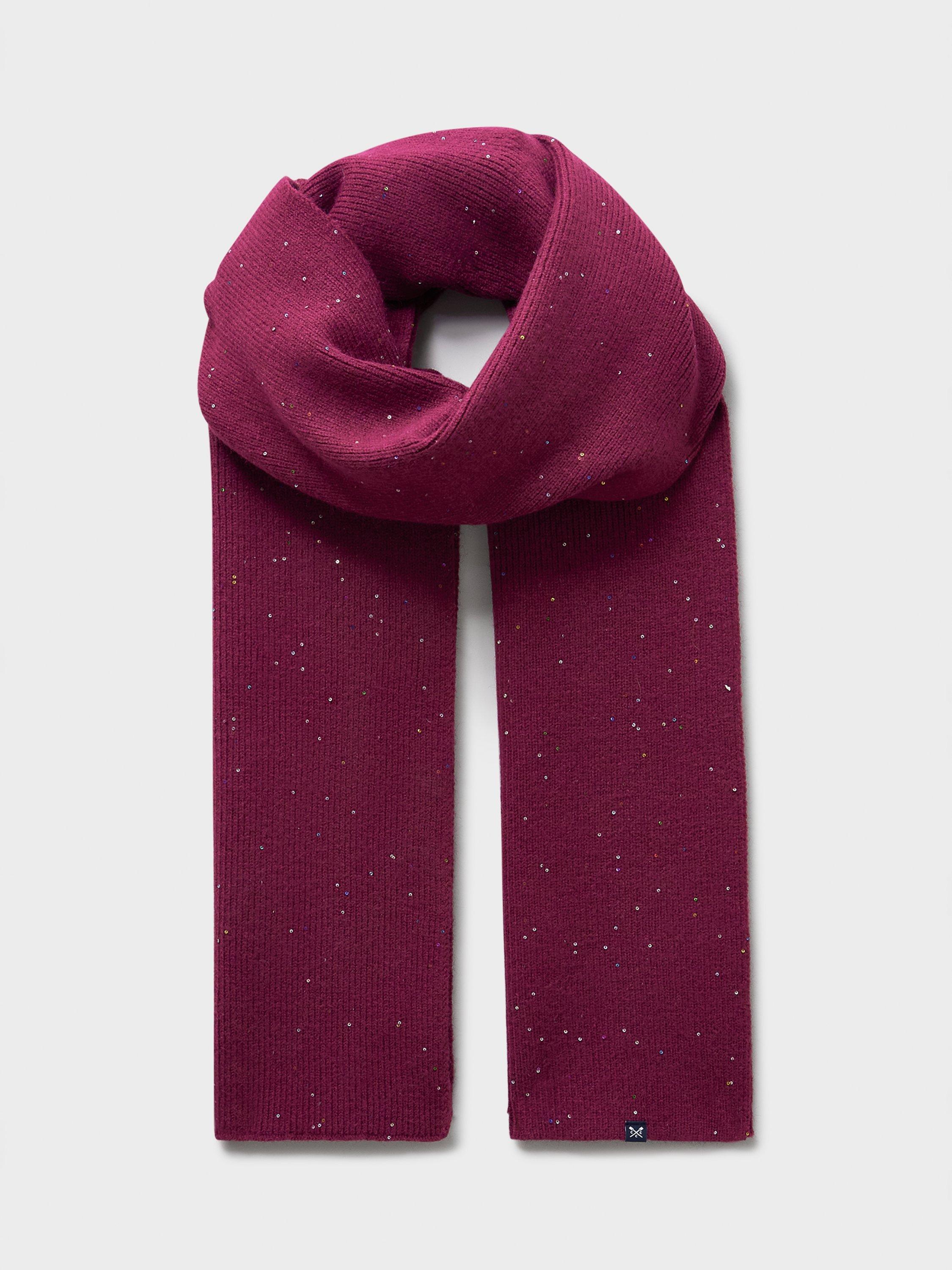 Product image 1 of 2, which shows Crew Clothing Glitterball Scarf, Berry Red, One Size