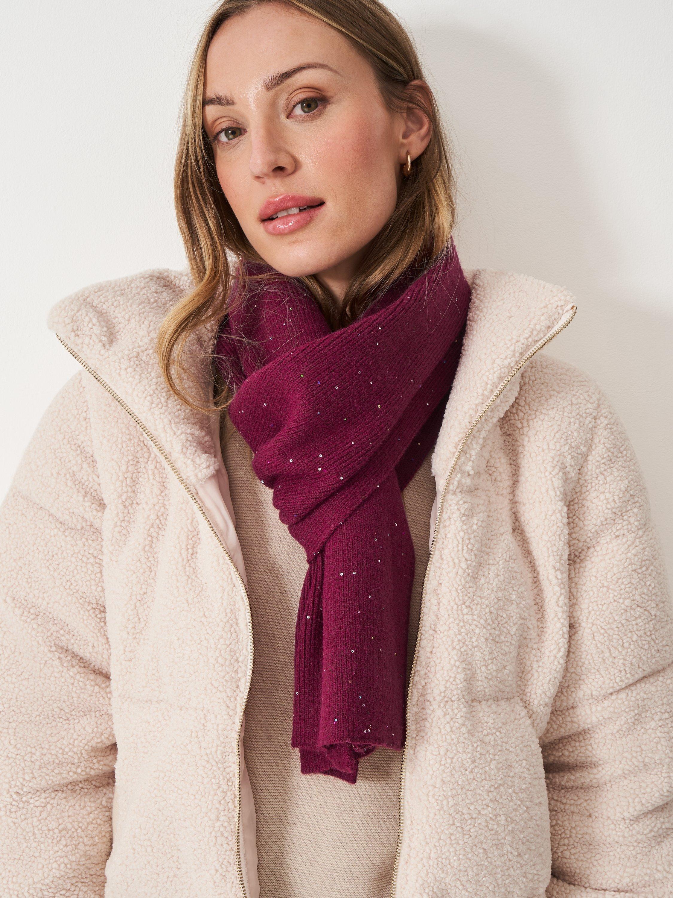 Product image 2 of 2, which shows Crew Clothing Glitterball Scarf, Berry Red, One Size