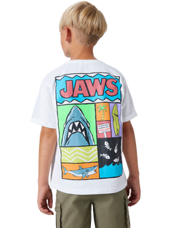 NAME IT Kids' Short Sleeve Jaws Print T-Shirt, Bright White - view 2, Bright White