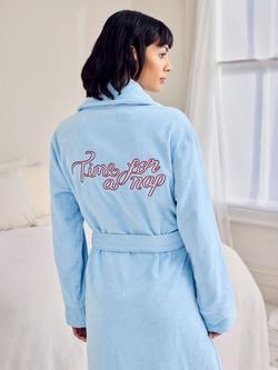 Chelsea Peers Time For A Nap Towelling Dressing Gown, Blue - view 2, Blue