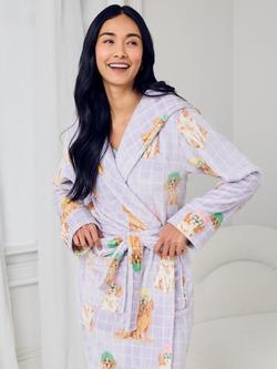 Chelsea Peers Spa Dogs Fleece Dressing Gown, Lilac - view 2, Lilac