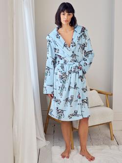 Chelsea Peers Dalmatians Fleece Dressing Gown, Blue/Multi, Blue/Multi