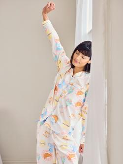 Chelsea Peers Slow Sundays Button Through Long Pyjama Set, Off White/Multi - view 2, Off White/Multi