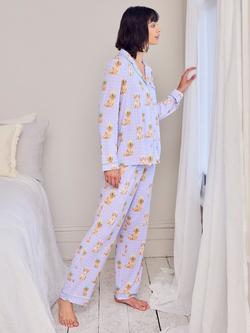 Chelsea Peers Spa Dogs Button Through Long Pyjama Set, Lilac - view 2, Lilac