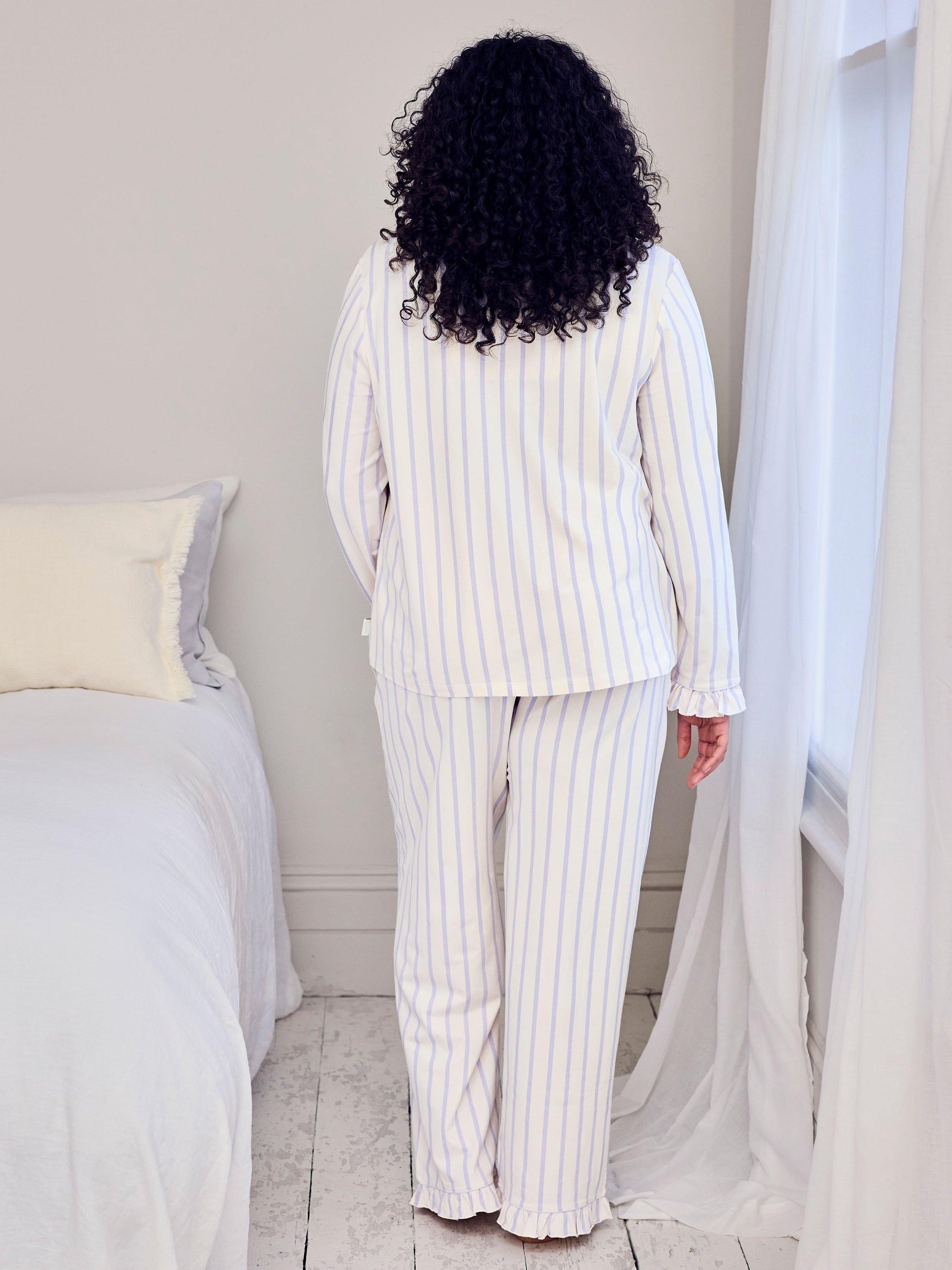 Product image 8 of 8, which shows Chelsea Peers Tall Stripe Long Pyjama Set, Lilac/Mutli, 10