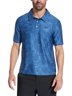 Skechers GO DRI All Day Printed Polo Shirt, Blue, Blue