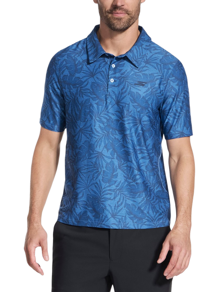 Skechers GO DRI All Day Printed Polo Shirt, Blue, Blue
