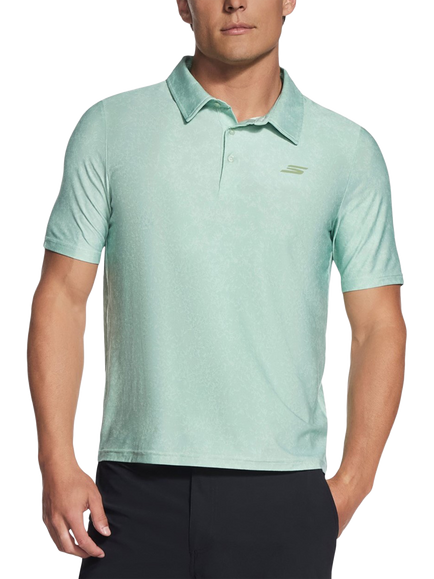 Skechers GO DRI All Day Printed Polo Shirt, Lime Green, Lime Green