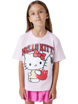 NAME IT Kids' Short Sleeve Hello Kitty T-Shirt, Cradle Pink, Cradle Pink