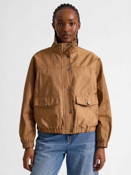 Albaray Blouson Hem Windbreaker Jacket, Tan, Tan