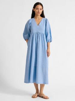 Albaray Stripe V-Neck Dress, Blue, Blue