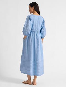 Albaray Stripe V-Neck Dress, Blue - view 2, Blue