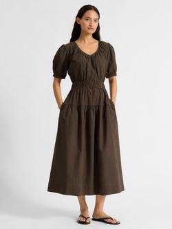 Albaray Gingham Midi Dress, Brown, Brown