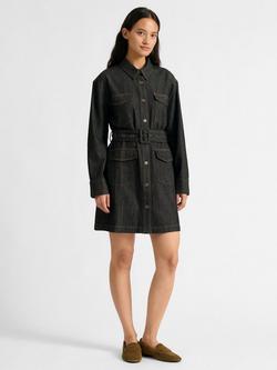 Albaray Denim Shirt Mini Dress, Black, Black