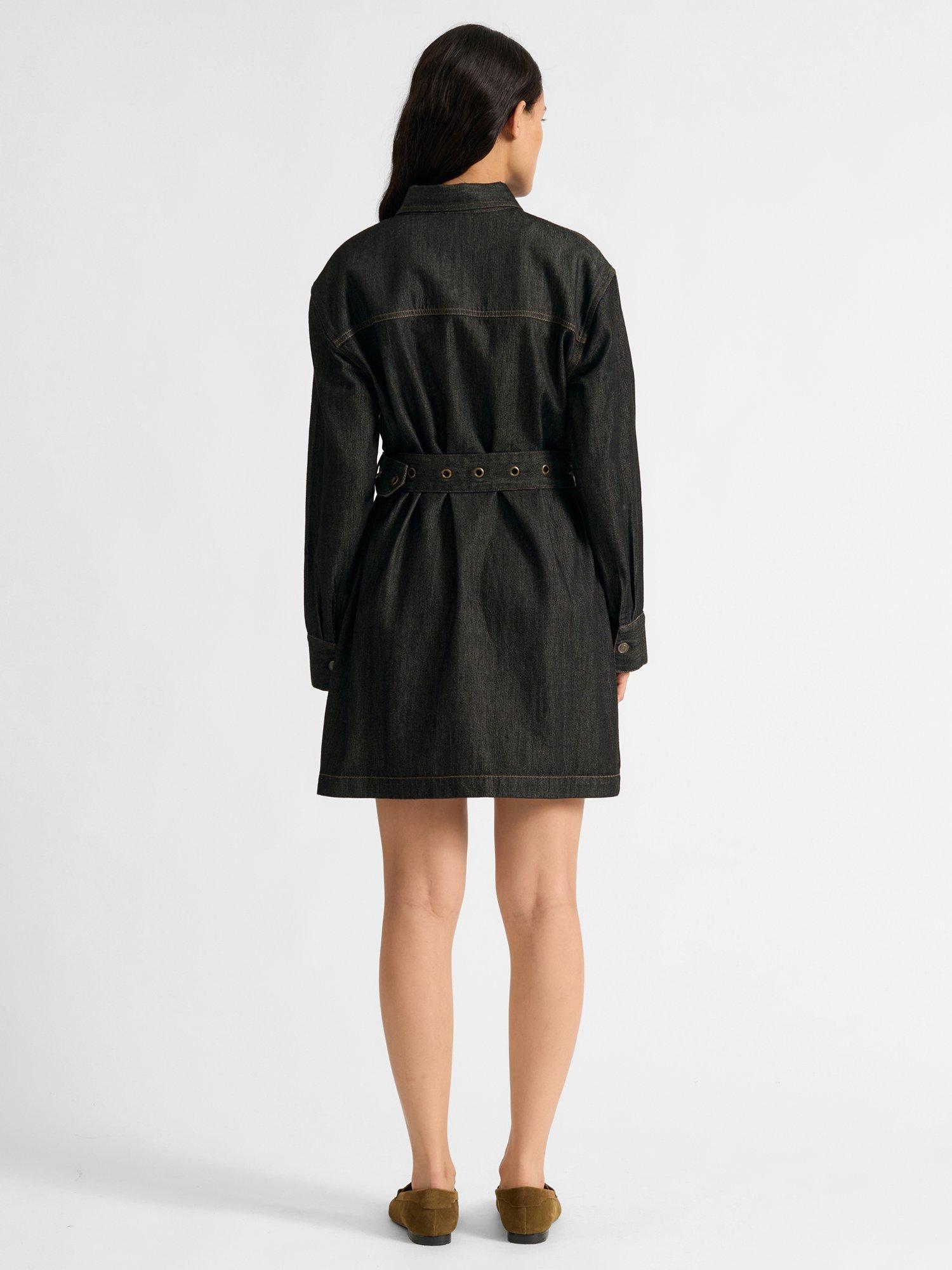 Product image 2 of 4, which shows Albaray Denim Shirt Mini Dress, Black, 8