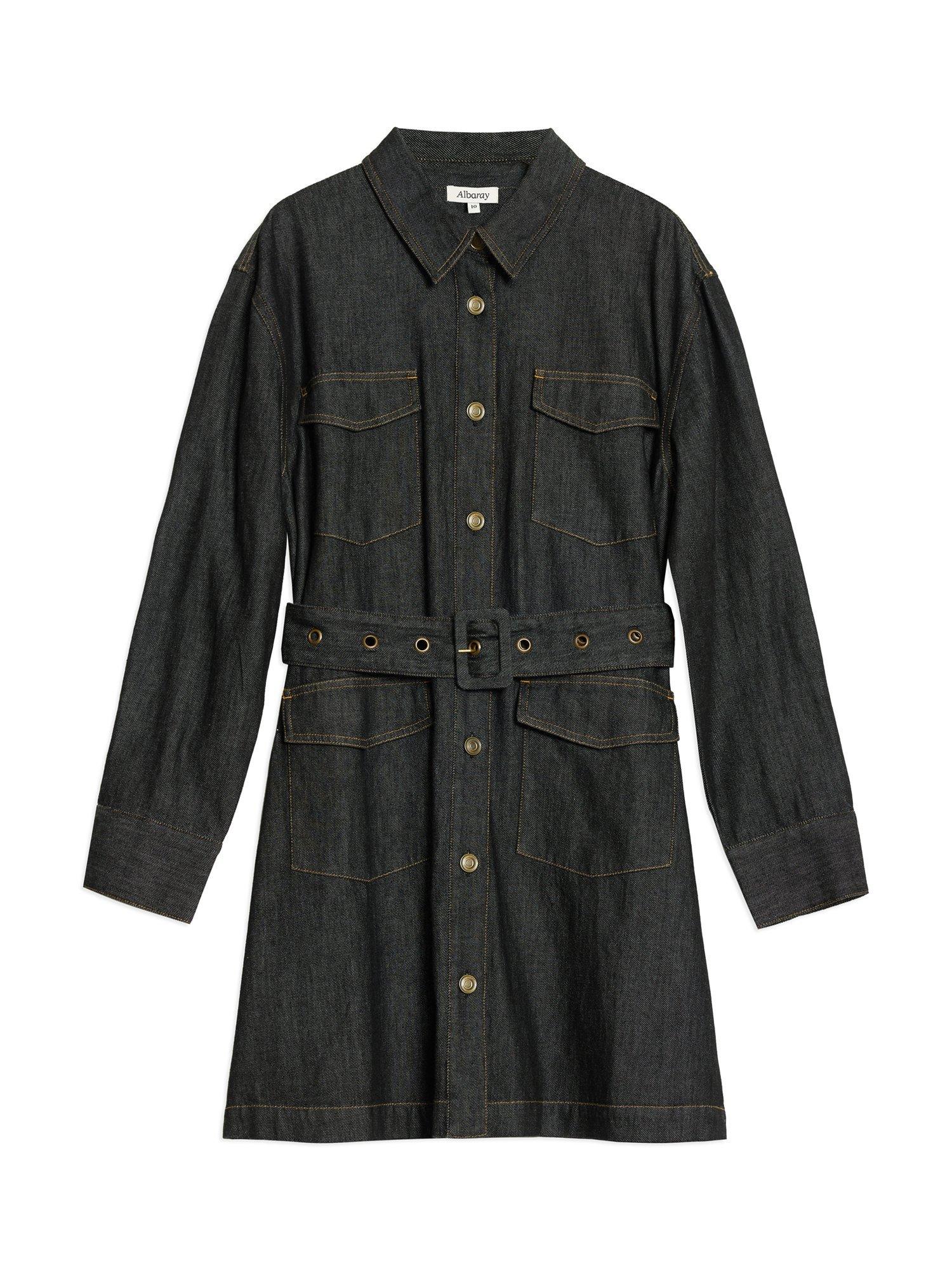 Product image 4 of 4, which shows Albaray Denim Shirt Mini Dress, Black, 8