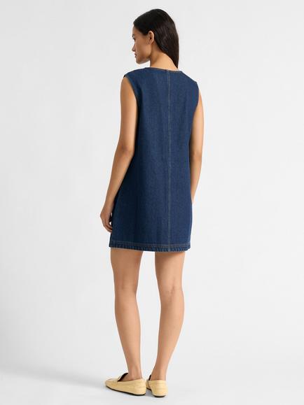 Albaray Sleeveless Denim Mini Dress, Indigo - view 2, Indigo
