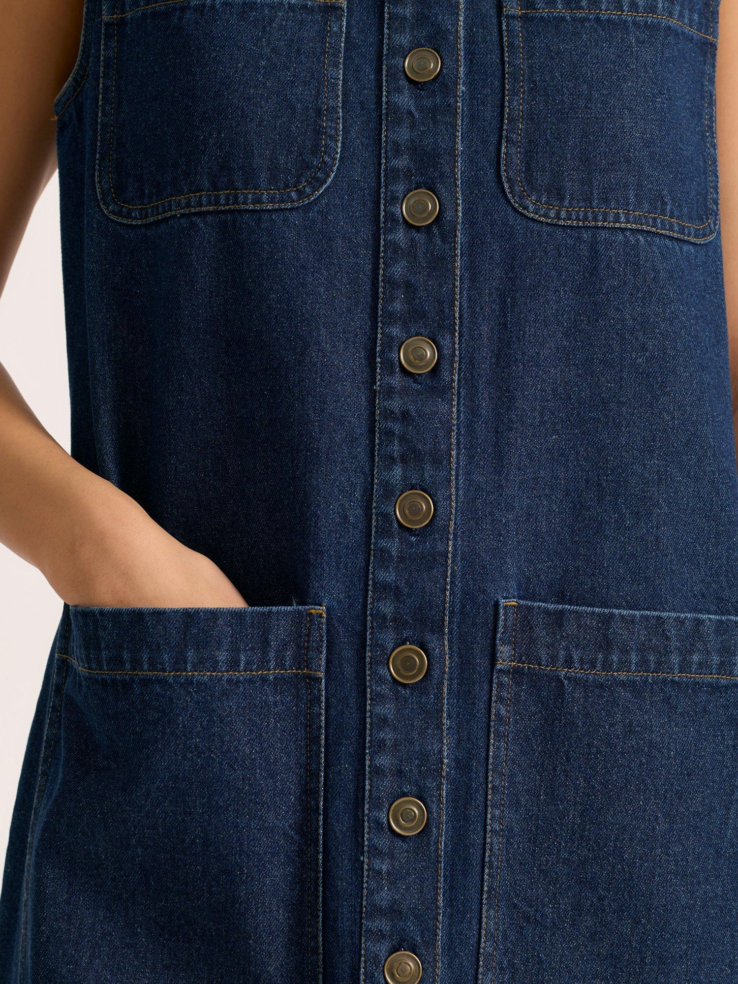Product image 3 of 4, which shows Albaray Sleeveless Denim Mini Dress, Indigo, 8