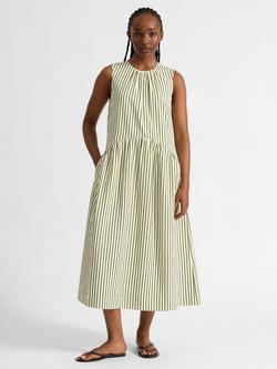 Albaray Iconic Stripe Sleeveless Midi Dress, Green, Green