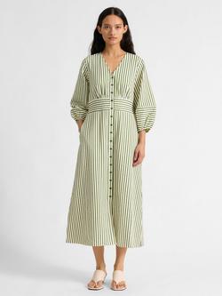 Albaray Stripe Shirt Midi Dress, Green, Green