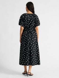 Albaray Spot Print Puff Sleeve Midi Dress, Black - view 2, Black