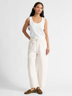 Albaray Mid Rise Barrel Leg Jeans, White, White