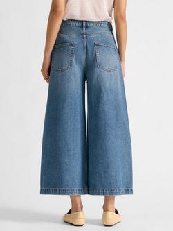 Albaray Mid Rise Denim Culottes, Mid Wash Blue - view 2, Mid Wash Blue