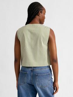 Albaray Stripe Button Shell Top, Green - view 2, Green
