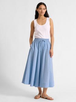 Albaray Stripe Full Midi Skirt, Blue, Blue