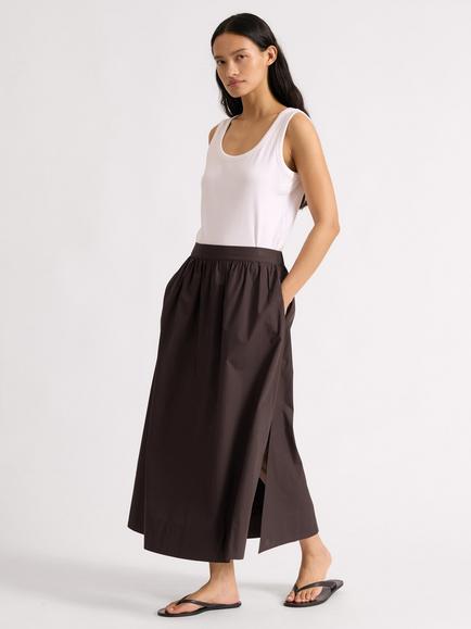 Albaray Draped Full Midi Skirt, Chocolate, Chocolate