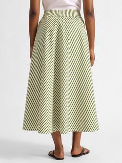Albaray Stripe Draped Full Midi Skirt, Green - view 2, Green